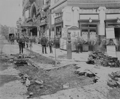 Removing the Cobblestones Outside the Criterion Theatre by English Photographer